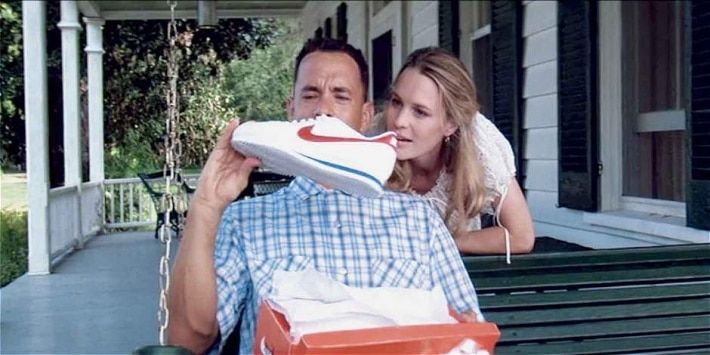 O tênis Nike Cortez ficou famoso por aparecer em cena do premiado filme Forrest Gump